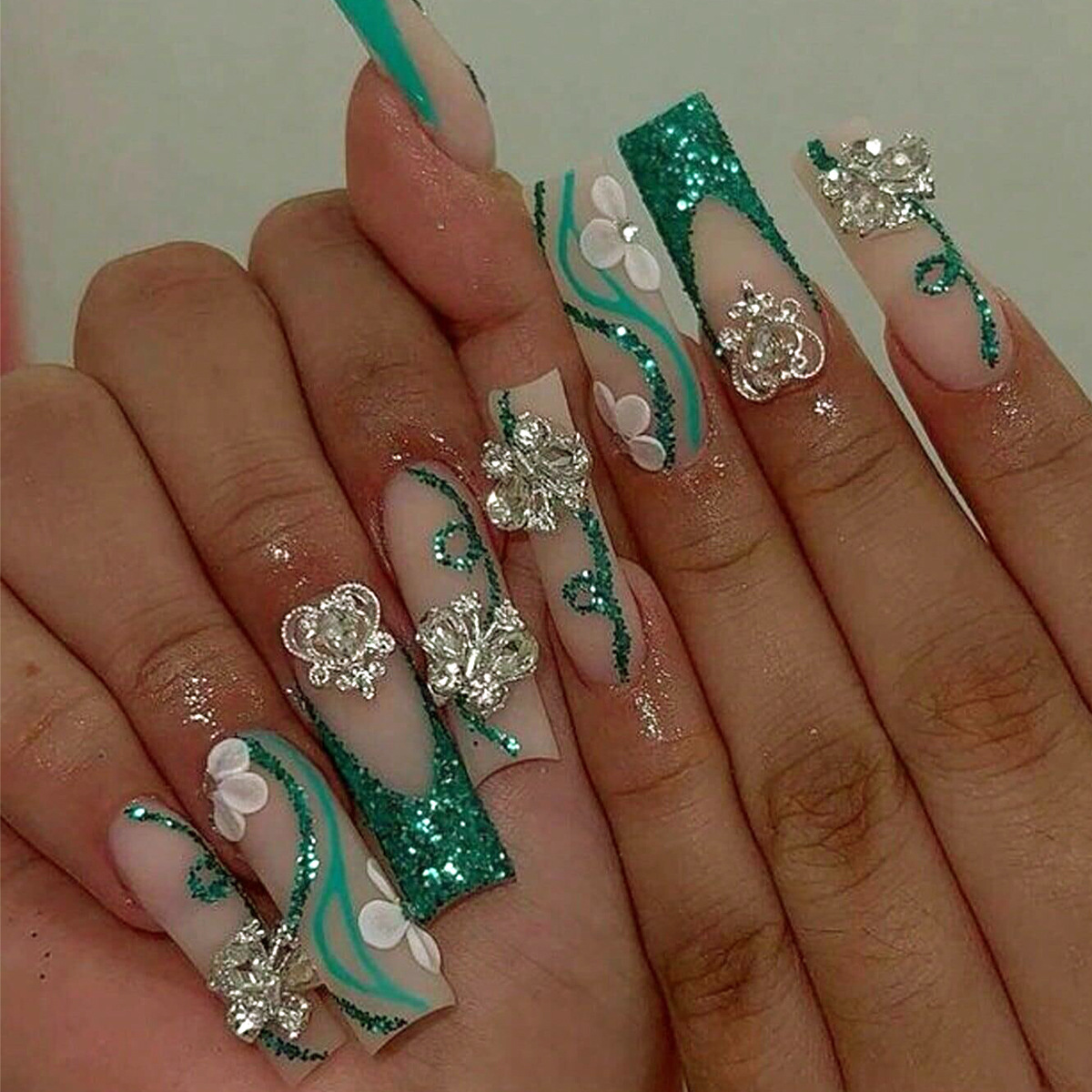 Nail Art Aesthetic - Long Coffin Press on Nails Ballerina