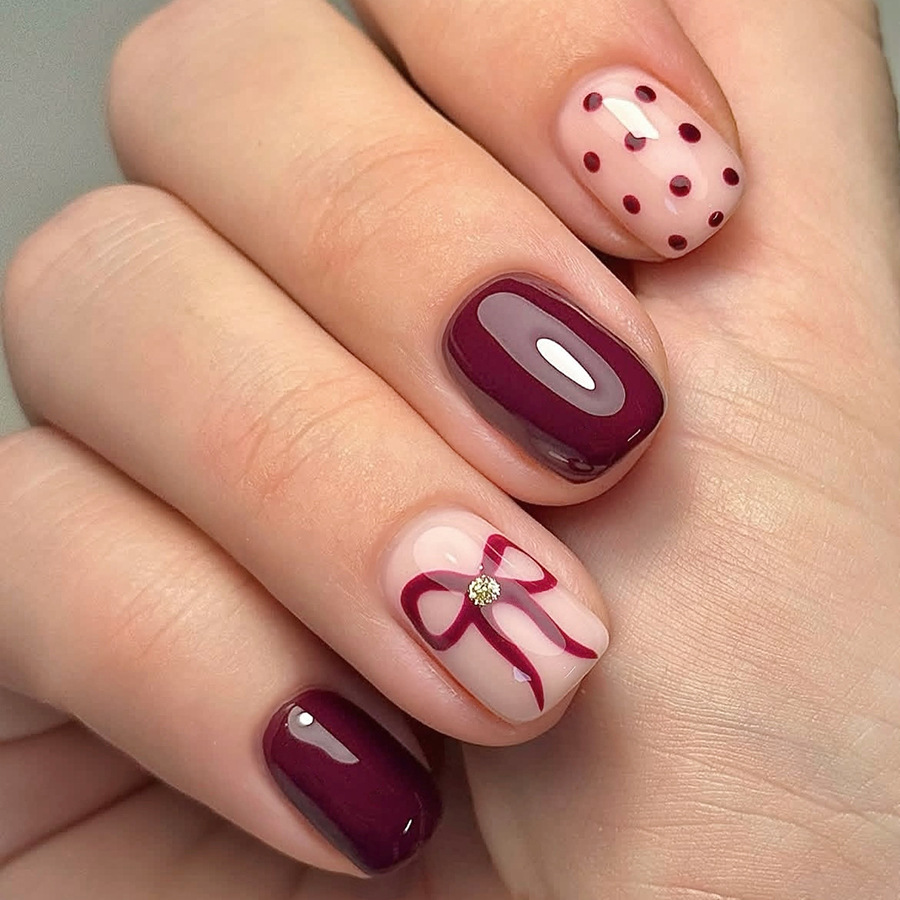 Nail Art Aesthetic - Short Square Press On Nails Glossy