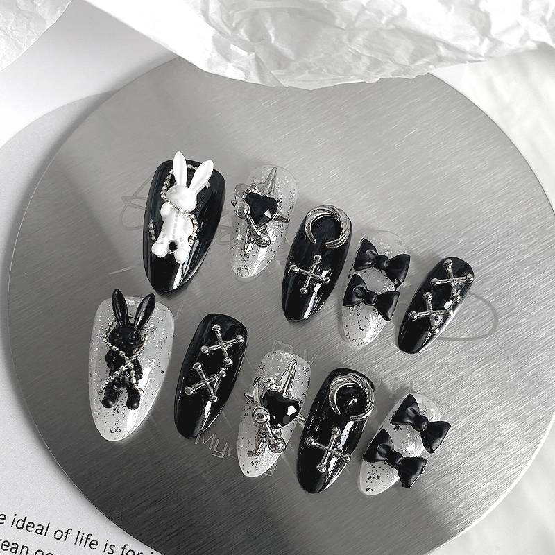 Nail Art Aesthetic - 10pcs Pure Handmade Almond Shaped Nail