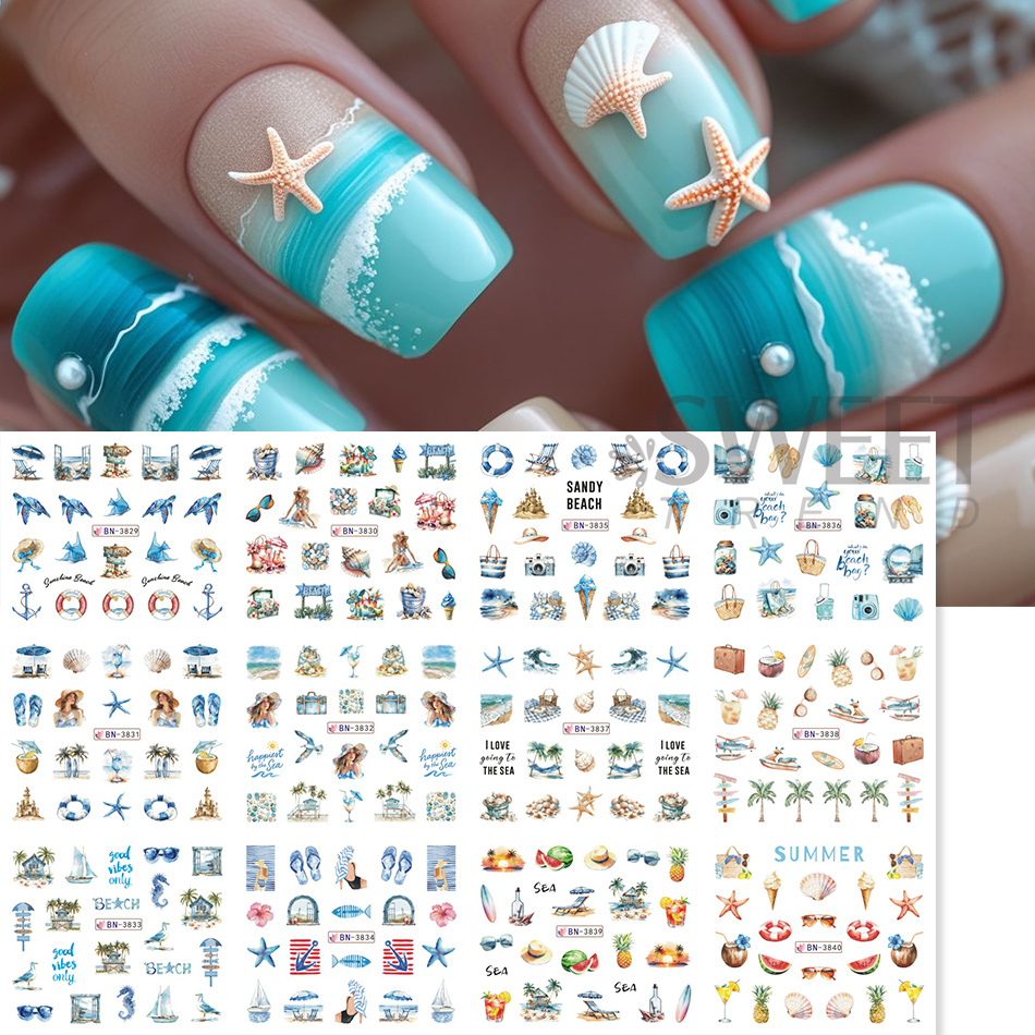 12 Designs Summer Ocean Theme  - Nail Art France 评论和价格