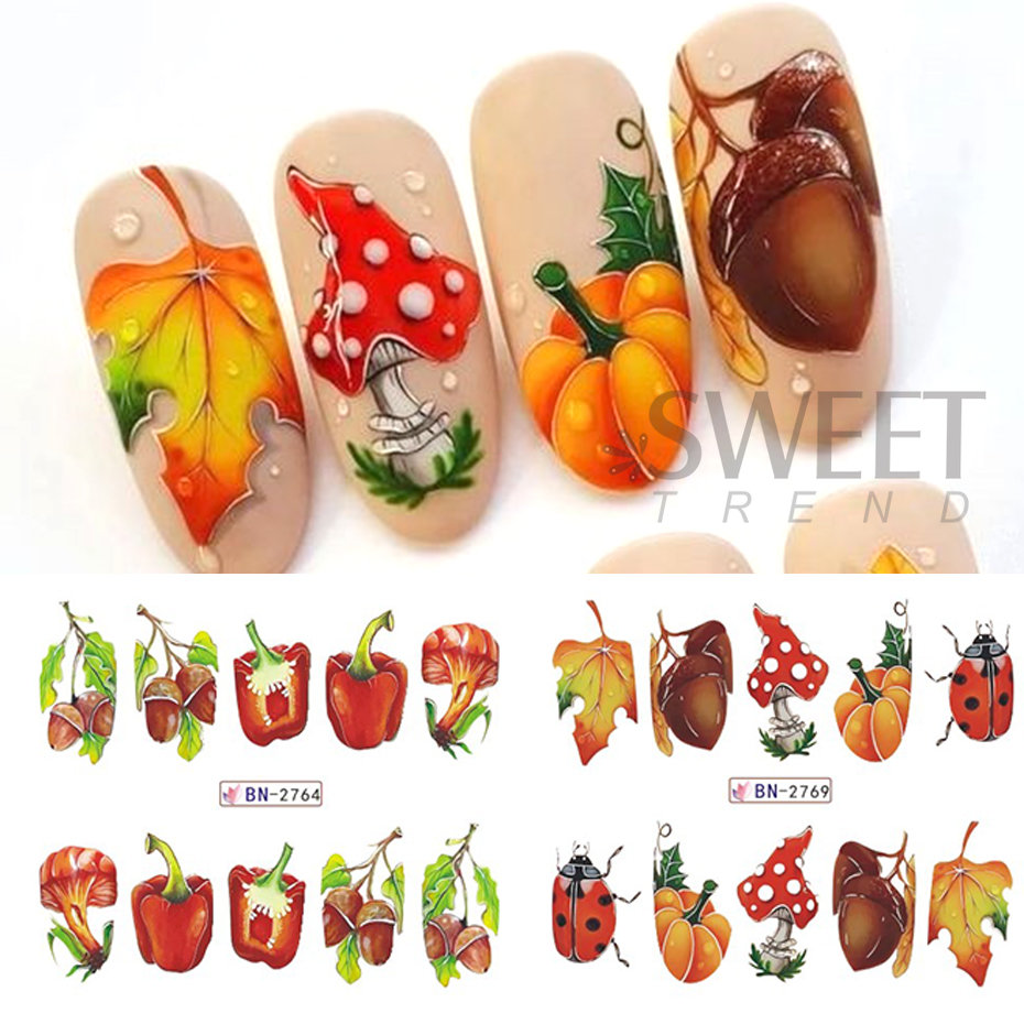 12pcs Autumn Nail Stickers Car - Nail Art France 评论和价格