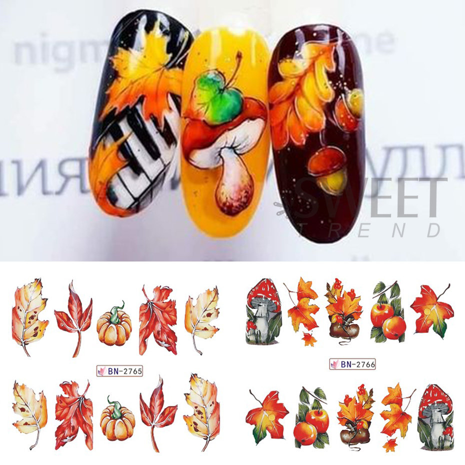 12pcs Autumn Nail Stickers Car - Nail Art France 评论和价格