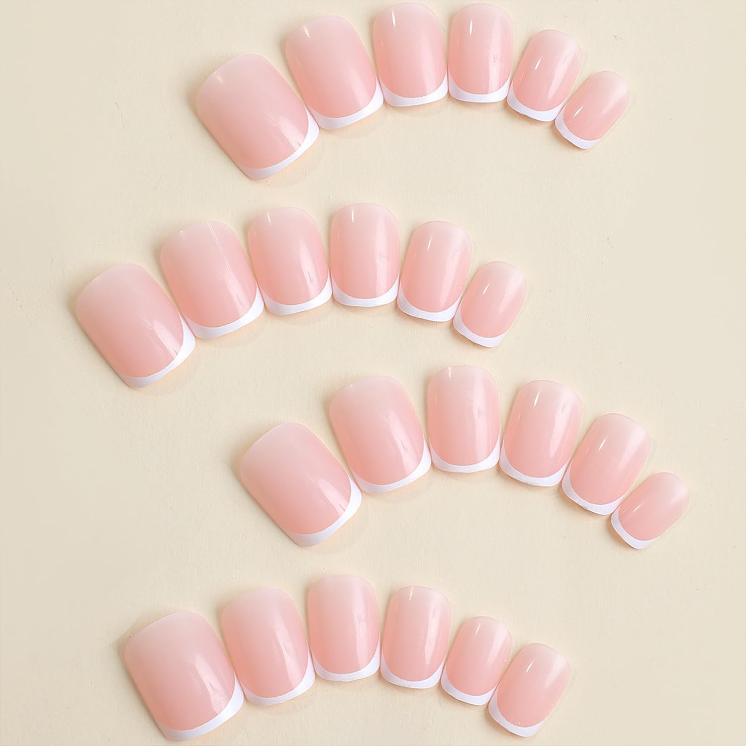24PCS Short Square White Franc - Nail Art France 评论和价格