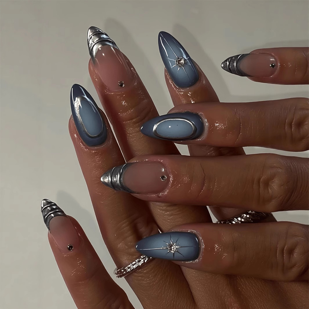 24Pcs Short Almond Nails Set F - Nail Art Aesthetic 评论和价格