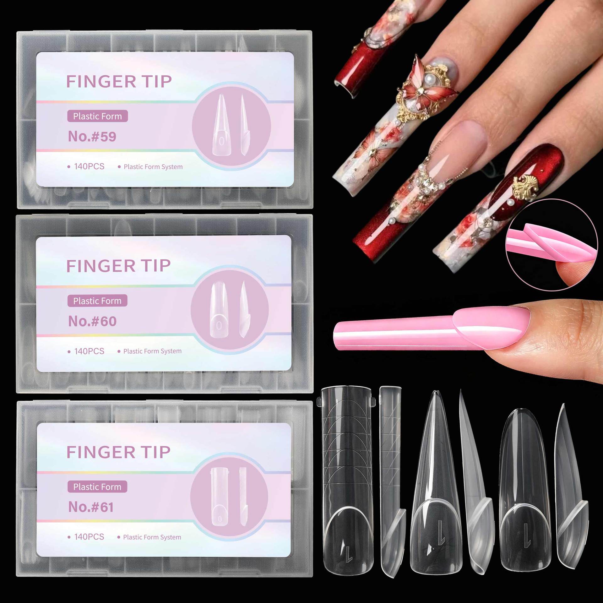 140pcs Flat Edge Nail Extensio - Nail Art Denim 评论和价格