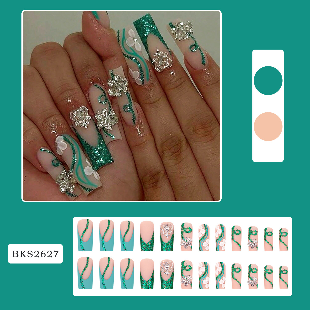 Long Coffin Press on Nails Bal - Nail Art Aesthetic 评论和价格