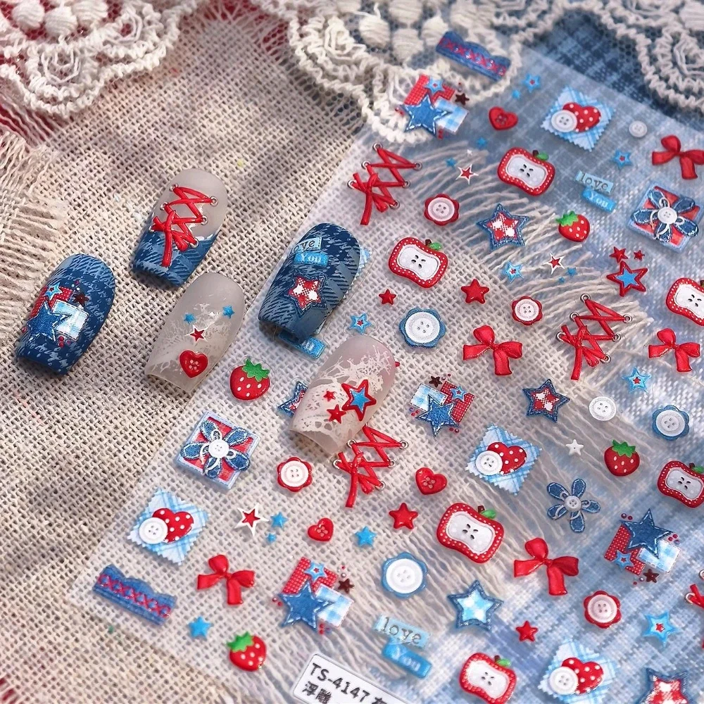 Sweet Cool Patchwork Flower St - Nail Art Denim 评论和价格