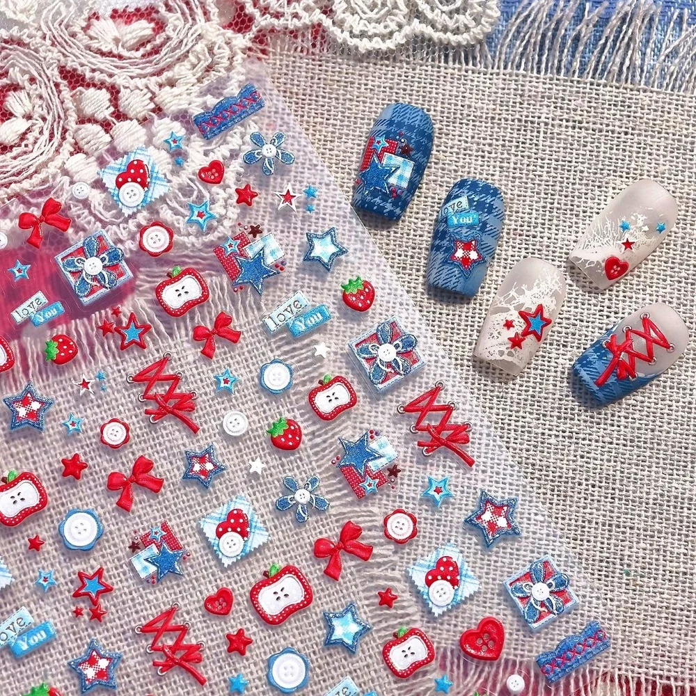 Sweet Cool Patchwork Flower St - Nail Art Denim 评论和价格