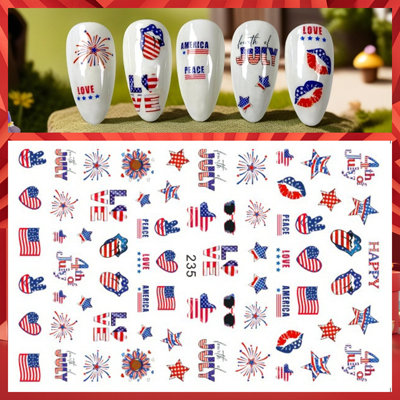 1Sheet 4th of July Nail Sticke - Nail Art France 评论和价格
