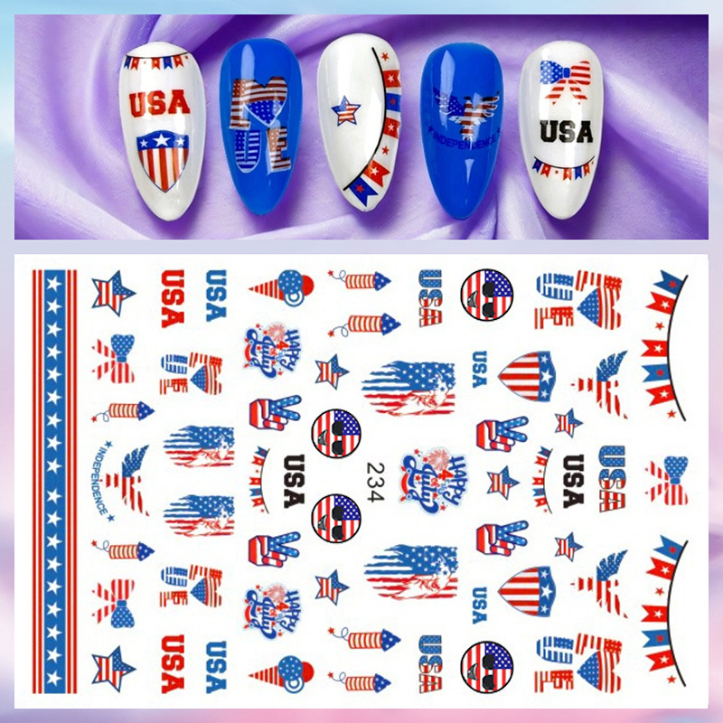 1Sheet 4th of July Nail Sticke - Nail Art France 评论和价格