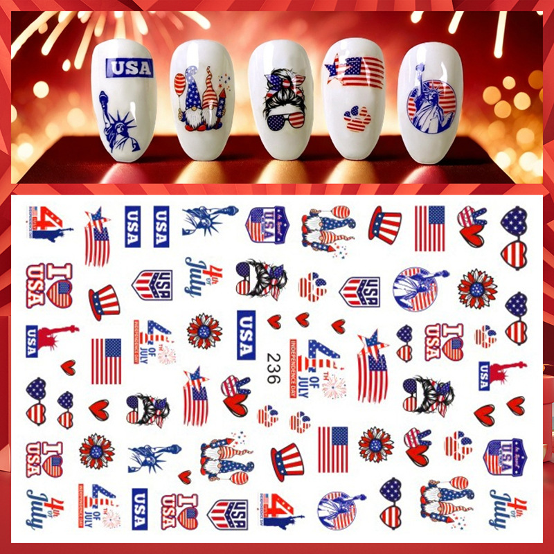 1Sheet 4th of July Nail Sticke - Nail Art France 评论和价格