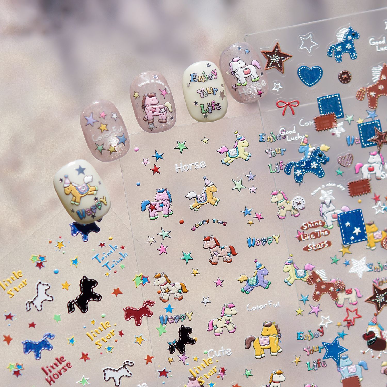 Retro Denim Pony Horse Patchwo - Nail Art Denim 评论和价格