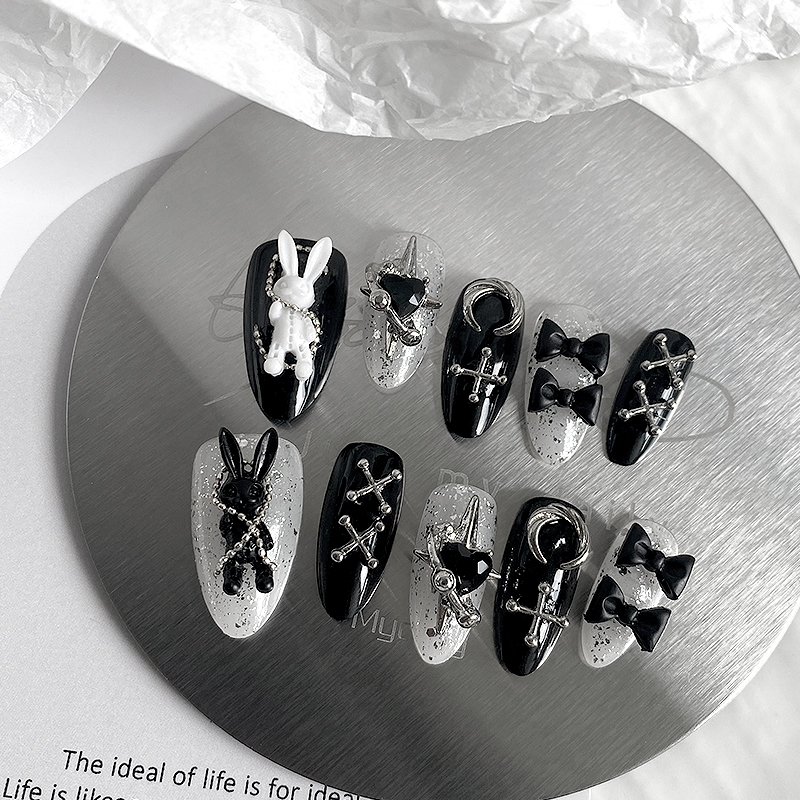 10pcs Pure Handmade Almond Sha - Nail Art Aesthetic 评论和价格