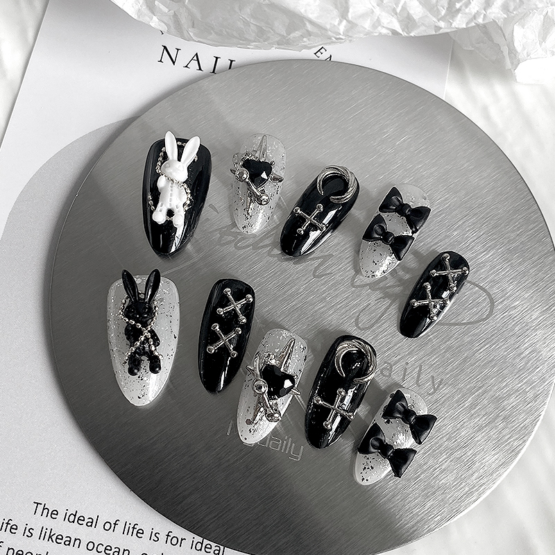 10pcs Pure Handmade Almond Sha - Nail Art Aesthetic 评论和价格
