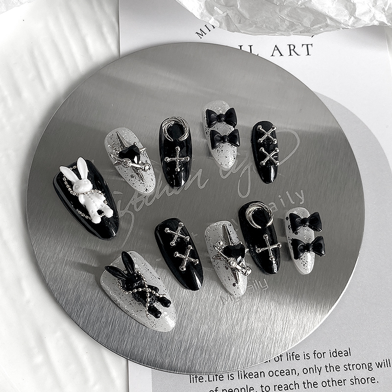 10pcs Pure Handmade Almond Sha - Nail Art Aesthetic 评论和价格