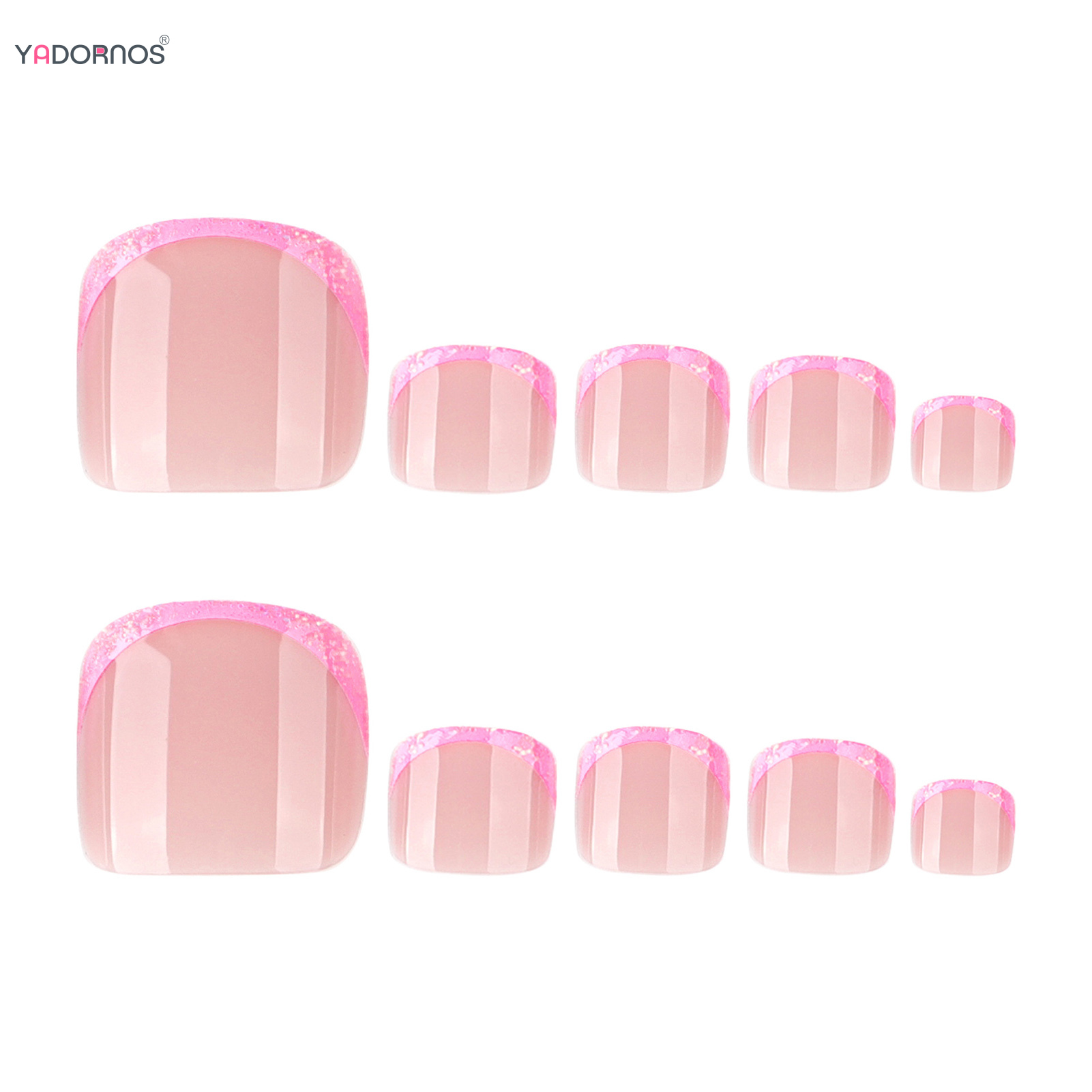 Pink French Tips Fake Toenails - Nail Art Aesthetic 评论和价格
