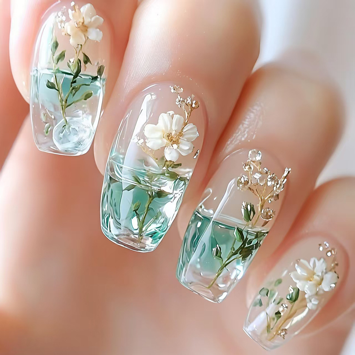 Medium fake nails for women gi - Nail Art Aesthetic 评论和价格